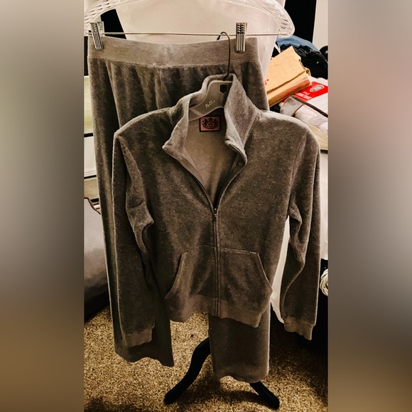 Juicy Couture Pants - Juicy Couture Charcoal Velour Jacket